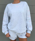 Bow Embroidered Pullover and Shorts 2pcs Set