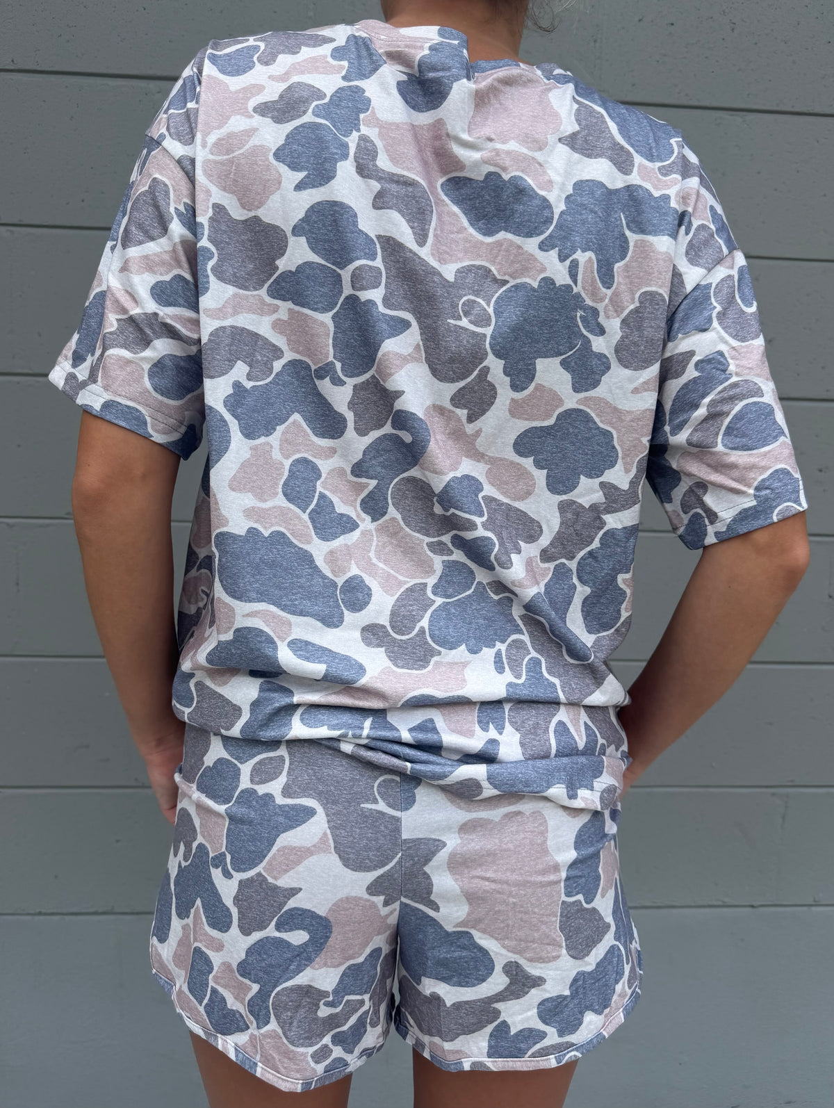 Camo Short Sleeve Tee & Drawstring Shorts 2pcs set