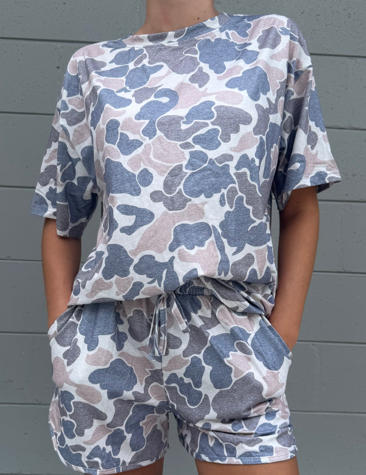 Camo Short Sleeve Tee & Drawstring Shorts 2pcs set